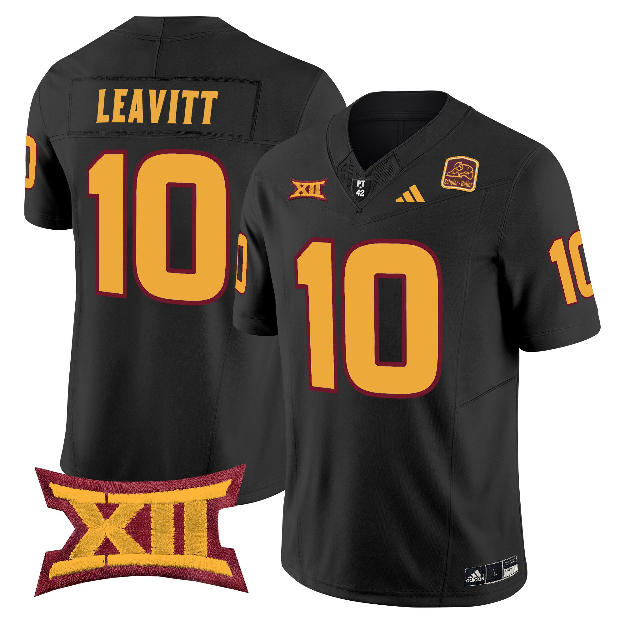 Men Arizona State Sun Devils #10 Leavitt Black 2024 Vapor Limited NCAA Jersey style 1